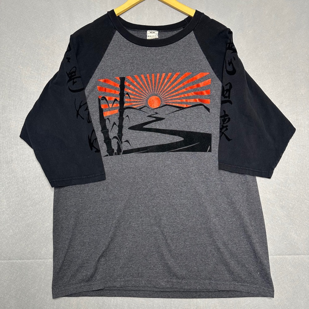 Vintage Club Mens Tee XL Gray Black Japanese Dragon Graphic Streetwear USA